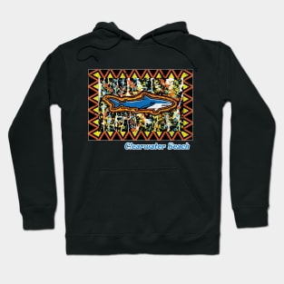 Clearwater Beach Florida Distressed Tribal Island Pattern and Shark Hoodie